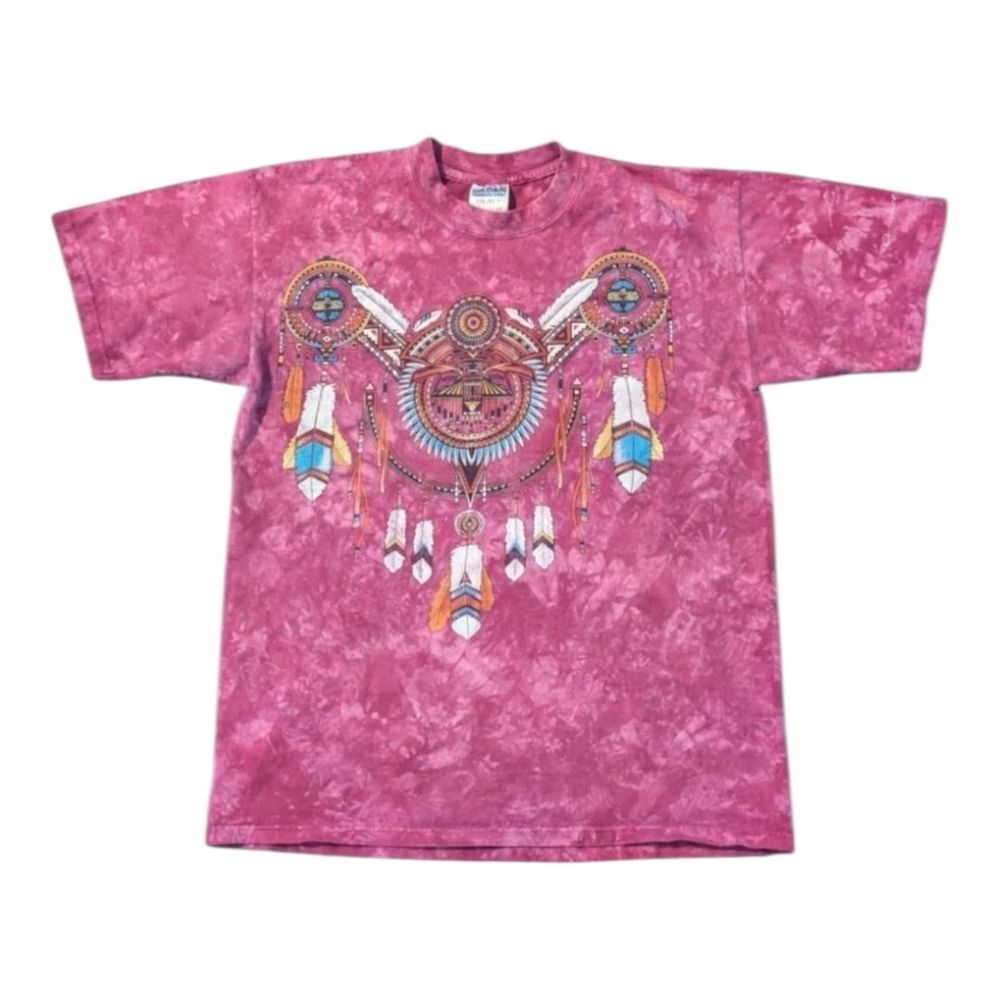 Vintage Tie Dye Dreamcatcher Native American Graphic Shirt L Y2k Western Indie